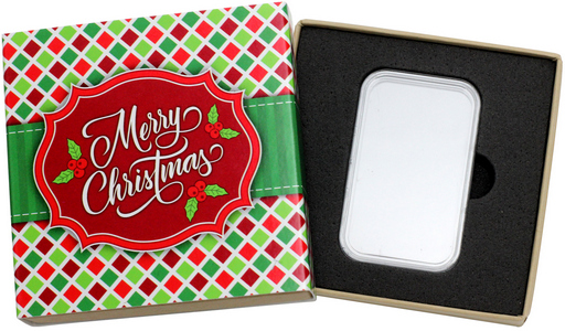 SilverTowne Natural Kraft Paper Gift Box with Merry Christmas Diamond Pattern Box Sleeve